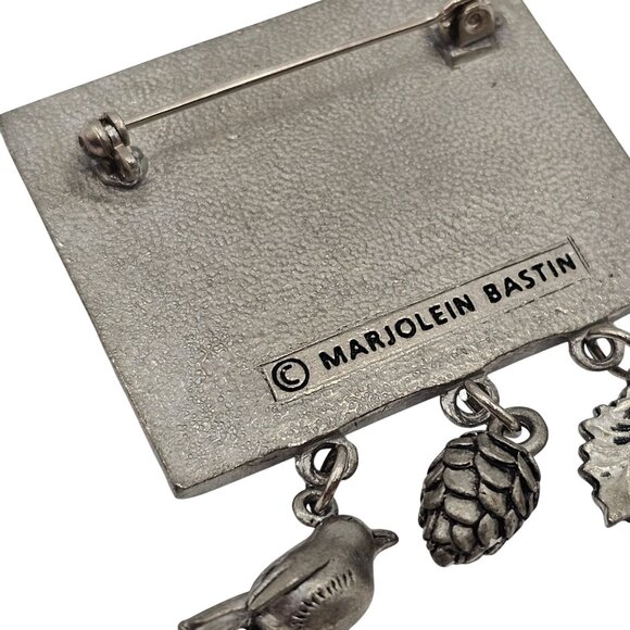 Vtg Bunny Rabbit Brooch Pin Nature Signed Marjoelin Bastin Rustic Charm Whimsy - Picture 8 of 10